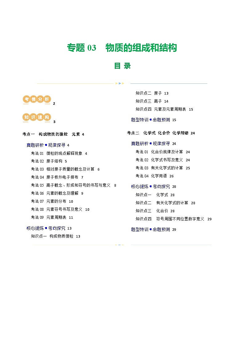 中考化学二轮复习讲练测专题03 物质的组成和结构（讲练）（解析版）第1页