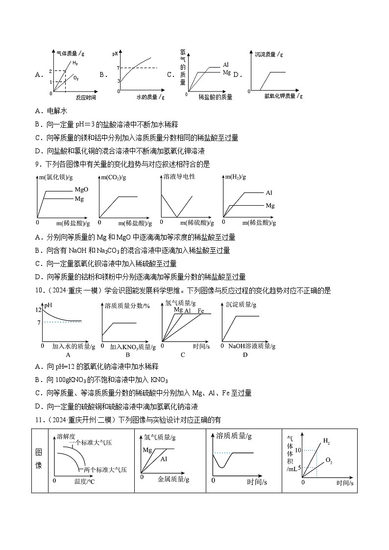 中考化学二轮复习讲练测题型一 坐标曲线题（测试）（原卷版）第3页