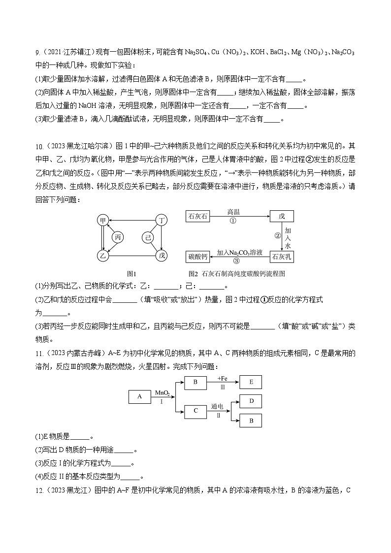 中考化学二轮复习讲练测题型二 物质推断题（测试）（原卷版）第3页