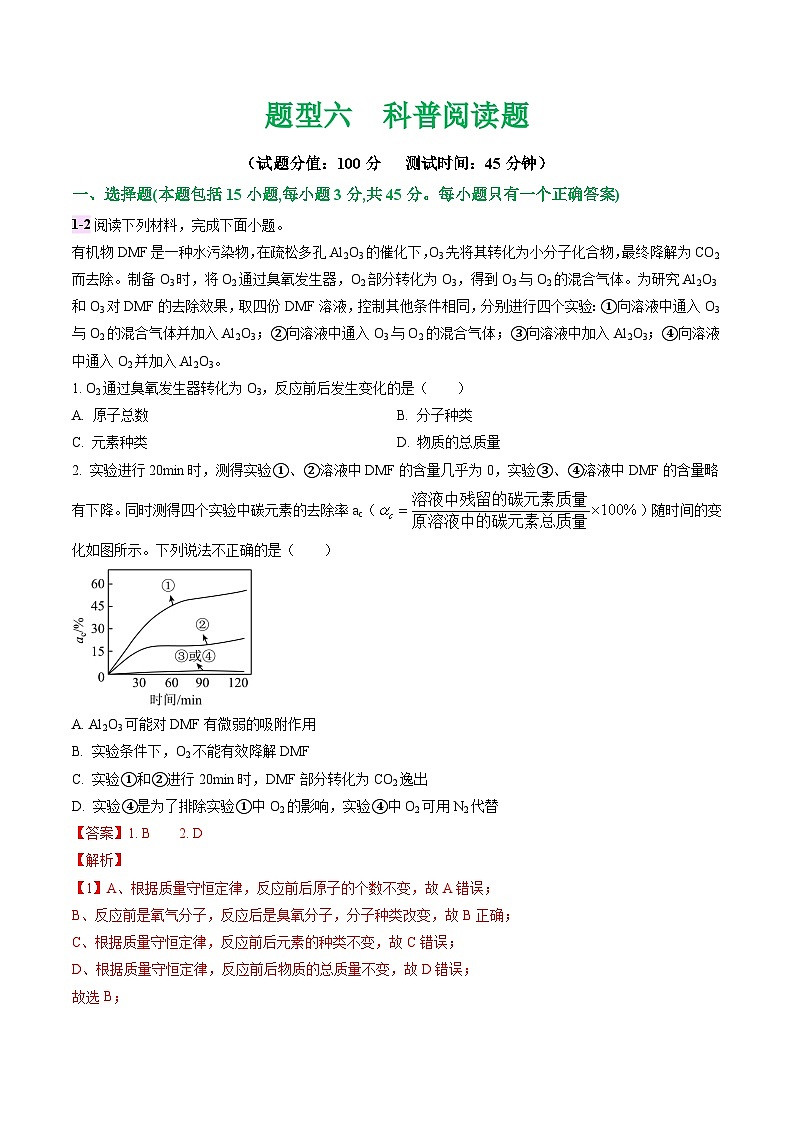 中考化学二轮复习讲练测题型六 科普阅读题（测试）（解析版）第1页