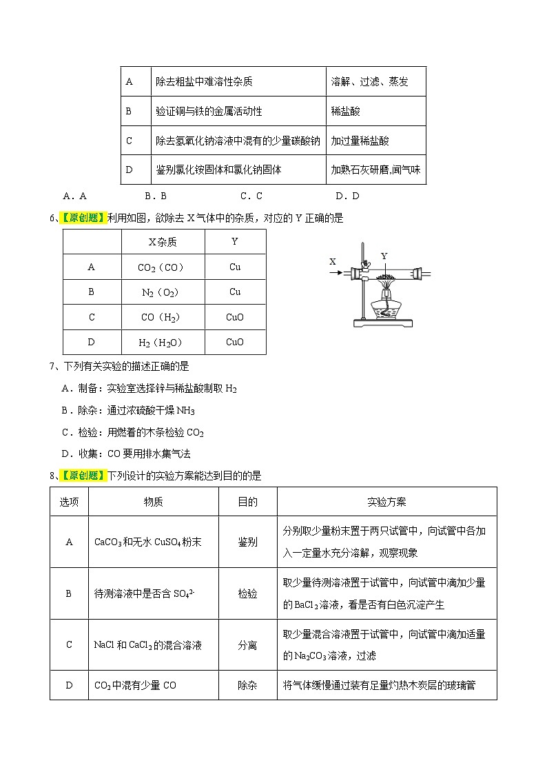 中考化学一轮复习专题15 物质的检验、鉴别与除杂（测试）（原卷版）第2页