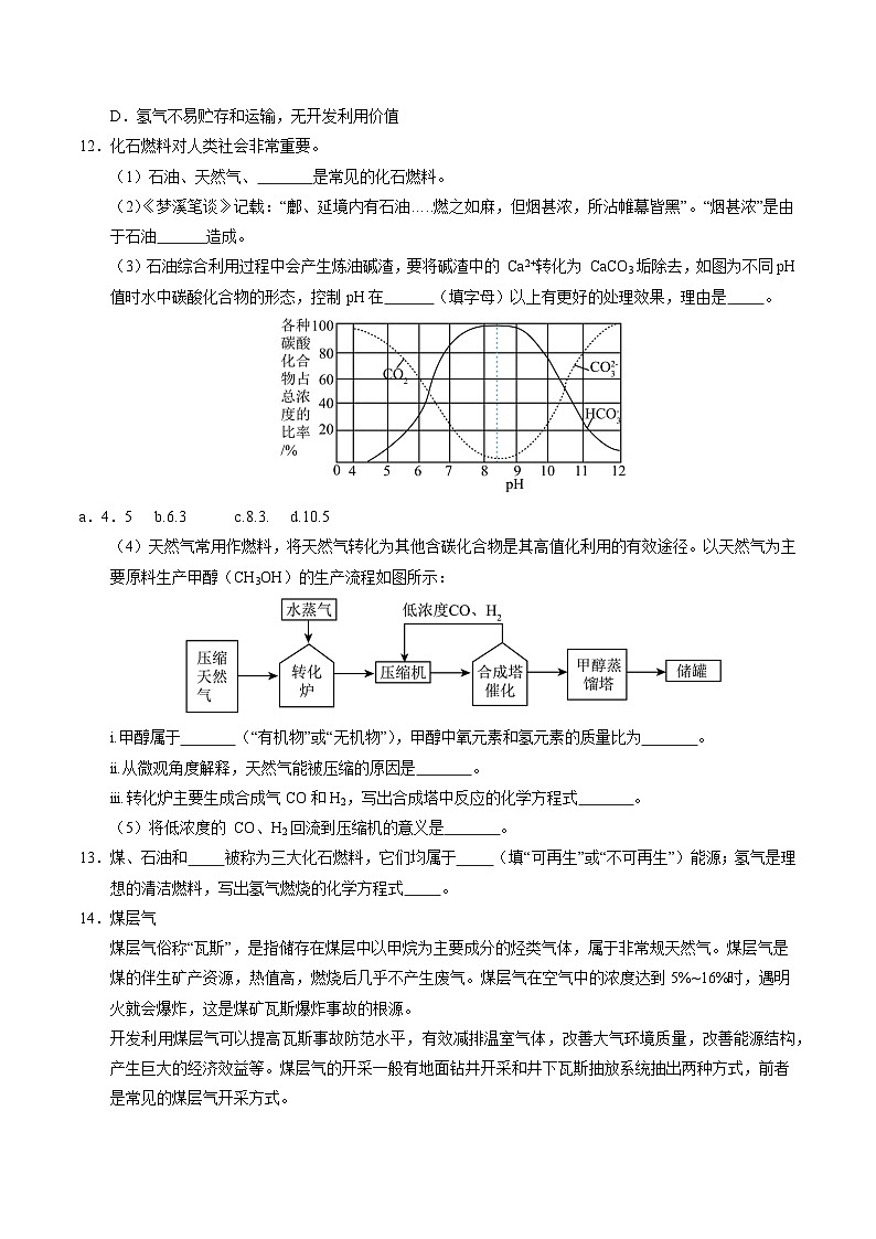 2025年中考化学一轮复习 专题13 燃料及其利用（练习）（原卷版）第3页