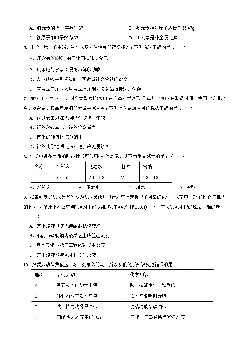 湖南省长沙市2025年一模化学试题附答案第2页