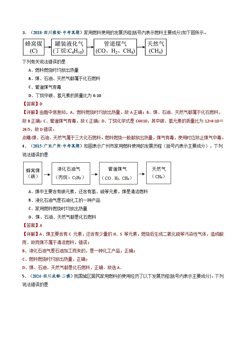 跨学科实践活动06 调查家用燃料的变迁与合理使用（解析版）第2页
