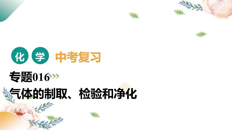 专题16 气体的制取、检验和净化（课件）-2025中考化学一轮复习讲义+课件第1页