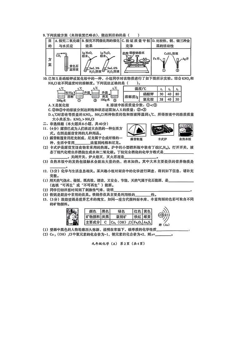 河北省部分校2024-2025学年九年级(下)开学测试（扫描版）化学试卷第2页