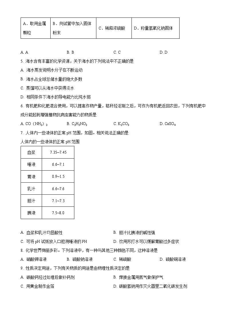 山东省烟台市福山区2024-2025学年九年级上学期期末化学试题（原卷版）第2页