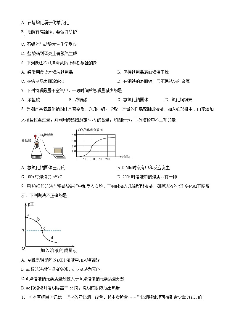山东省烟台经济技术开发区2024-2025学年九年级上学期期末化学试题（原卷版）第2页