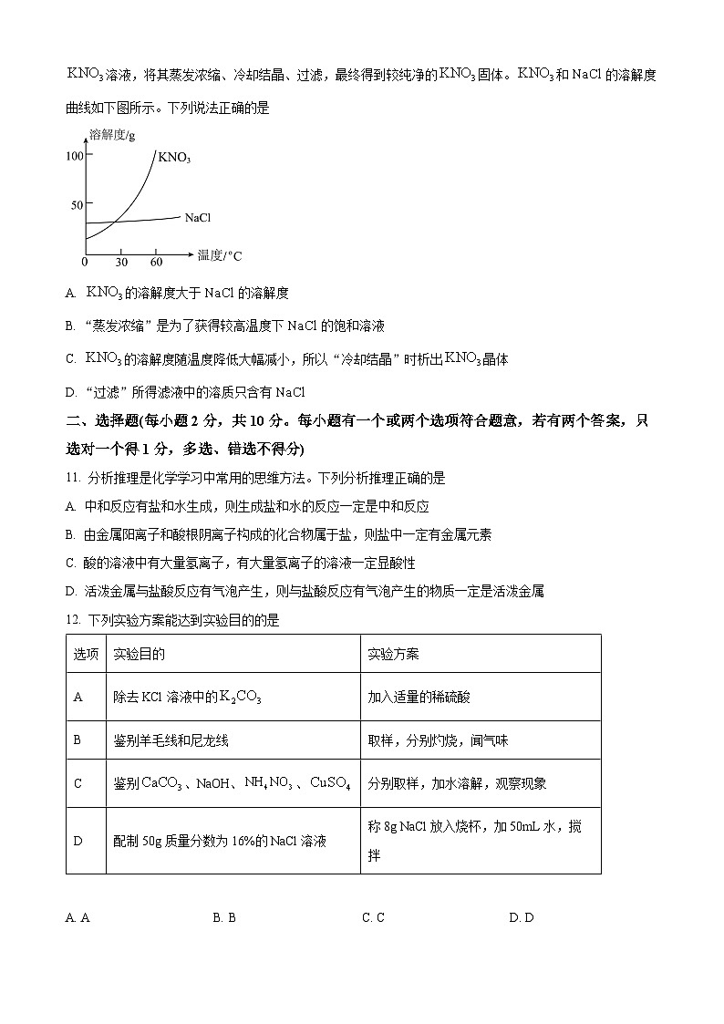 山东省烟台经济技术开发区2024-2025学年九年级上学期期末化学试题（原卷版）第3页