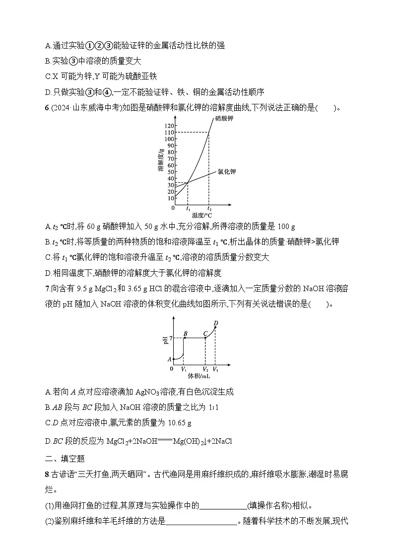 2025人教版化学九年级下册同步练习--期末综合训练3（含解析）第2页