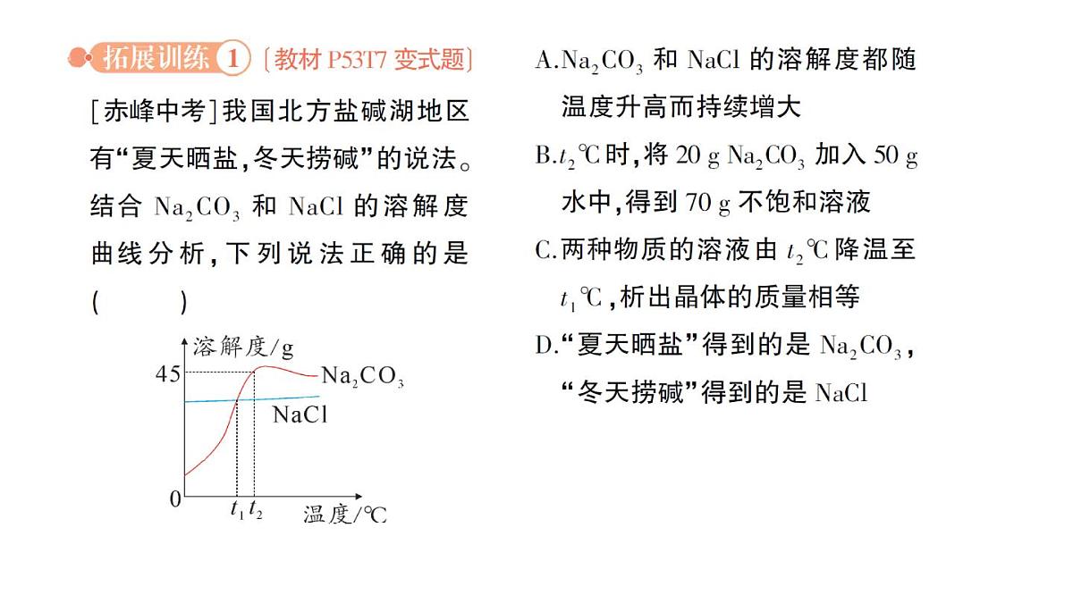 初中化学新人教版九年级下册第九单元专题二 溶解度曲线及其应用作业课件2025春第6页