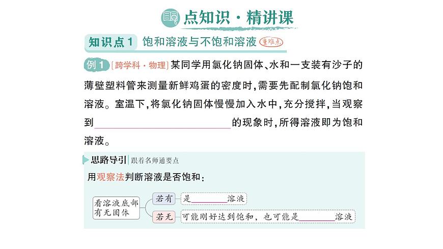 初中化学新人教版九年级下册第九单元课题2 溶解度作业课件2025春第2页