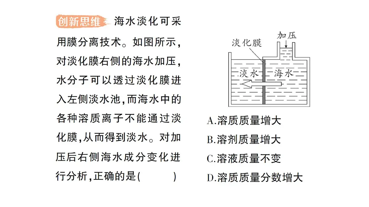 初中化学新人教版九年级下册第九单元课题3 溶质的质量分数作业课件2025春第4页