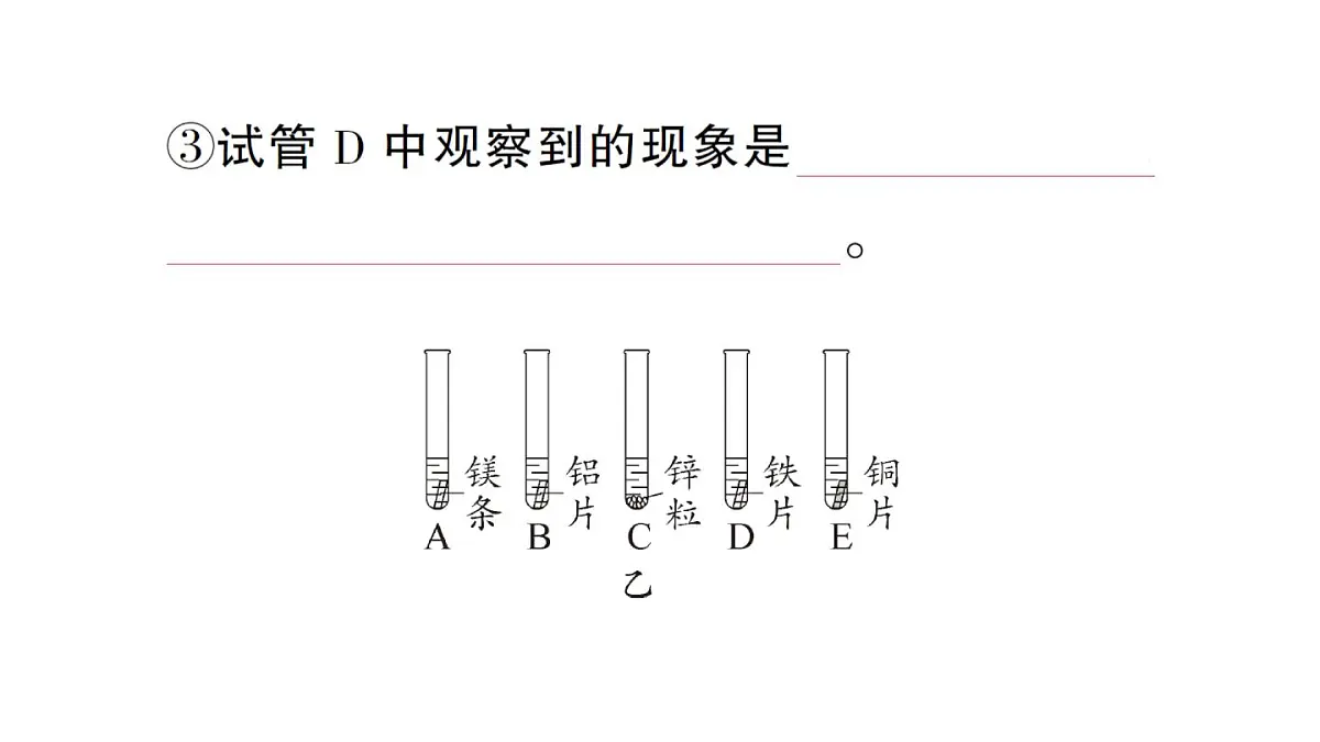 初中化学新人教版九年级下册第八单元实验活动五 常见金属的物理性质和化学性质课堂作业课件2025春第8页