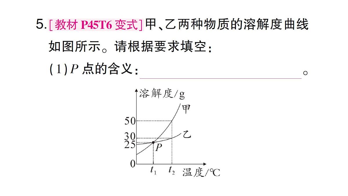 初中化学新人教版九年级下册第九单元课题2第二课时 溶解度课堂作业课件2025春第5页