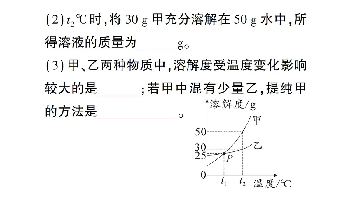 初中化学新人教版九年级下册第九单元课题2第二课时 溶解度课堂作业课件2025春第6页