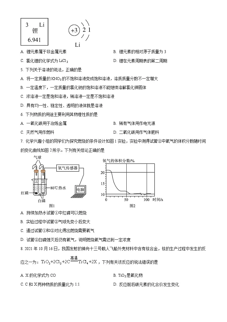 四川省内江市第一中学2024-2025学年九年级下学期开学考试化学试题（原卷版+解析版）第2页