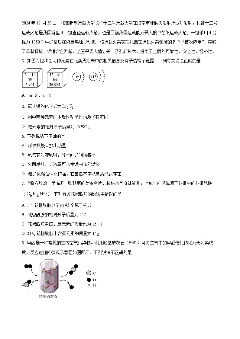 安徽省六安市舒城县第二中学2024-2025学年九年级下学期开学化学试题（原卷版+解析版）第2页