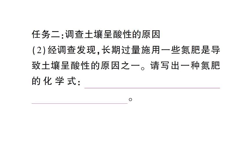 初中化学新人教版九年级下册第十单元跨学科实践活动九 探究土壤酸碱性对植物生长的影响课堂作业课件2025春第6页