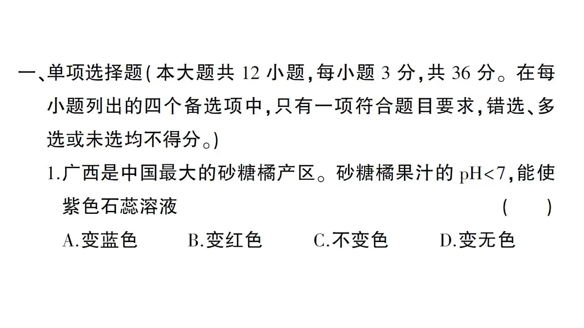 初中化学新人教版九年级下册第十单元综合训练练习课件2025春第2页