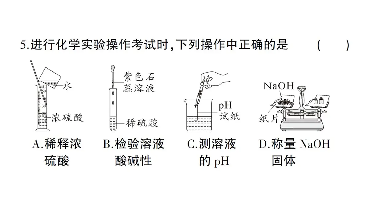 初中化学新人教版九年级下册第十单元综合训练练习课件2025春第5页