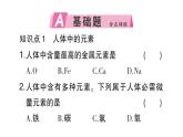 初中化學新人教版九年級下冊第十一單元課題1第一課時 人體中的元素課堂作業(yè)課件2025春