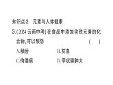 初中化學新人教版九年級下冊第十一單元課題1第一課時 人體中的元素課堂作業(yè)課件2025春