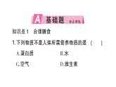 初中化學新人教版九年級下冊第十一單元課題1第二課時 合理膳食及合理用藥課堂作業(yè)課件2025春