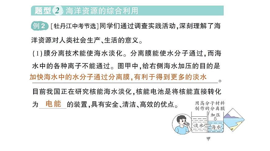 初中化学新人教版九年级下册第九单元跨学科实践活动 海洋资源的综合利用与制盐作业课件2025春第5页