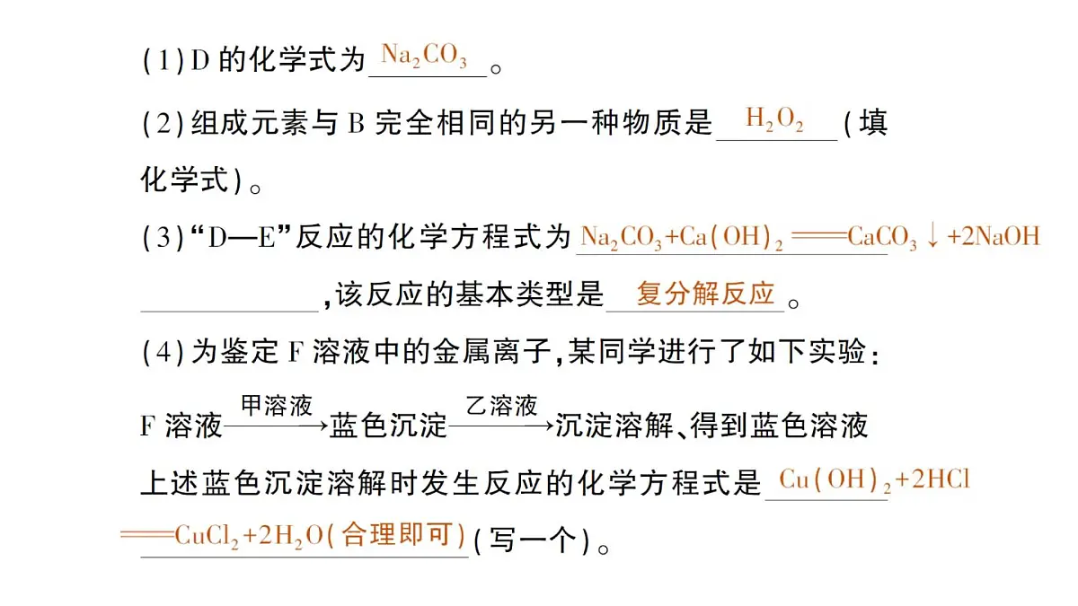 初中化学新人教版九年级下册第十单元专题四 物质的转化与推断作业课件2025春第6页