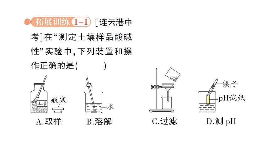 初中化学新人教版九年级下册第十单元跨学科实践活动 探究土壤酸碱性对植物生长的作业课件2025春第5页