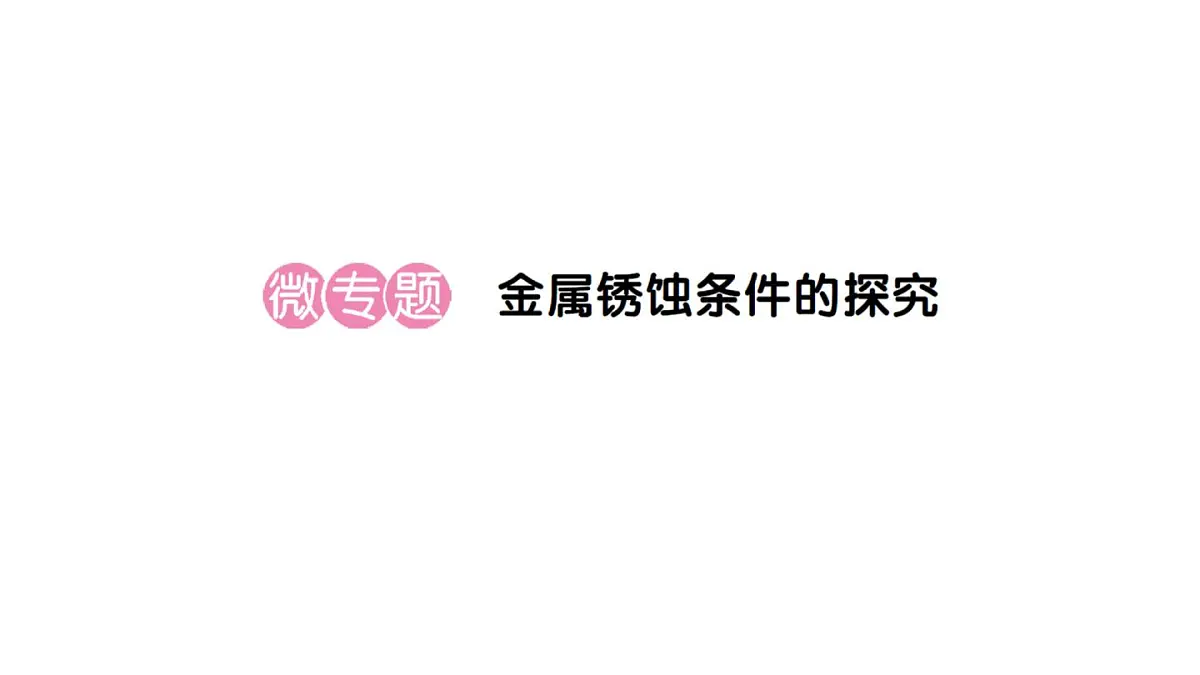 初中化学新人教版九年级下册第八单元课题3微专题 金属锈蚀条件的探究课堂作业课件2025春第1页