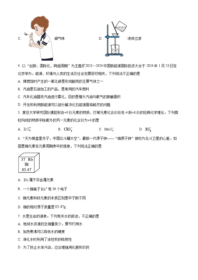 广东省河源地区2024-2025学年九年级上学期期末化学试题（原卷版+解析版）第2页