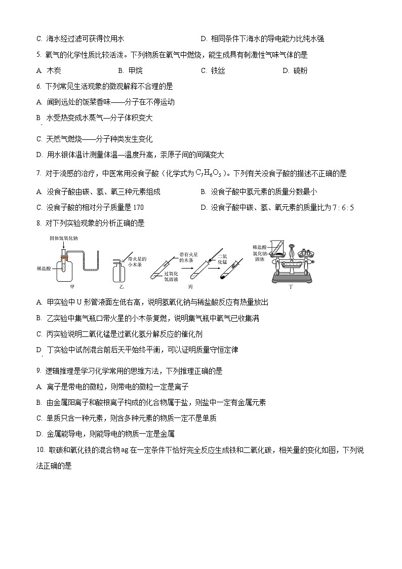 河北省石家庄市新乐市中山中学2024-2025学年九年级下学期开学化学试题（原卷版+解析版）第2页