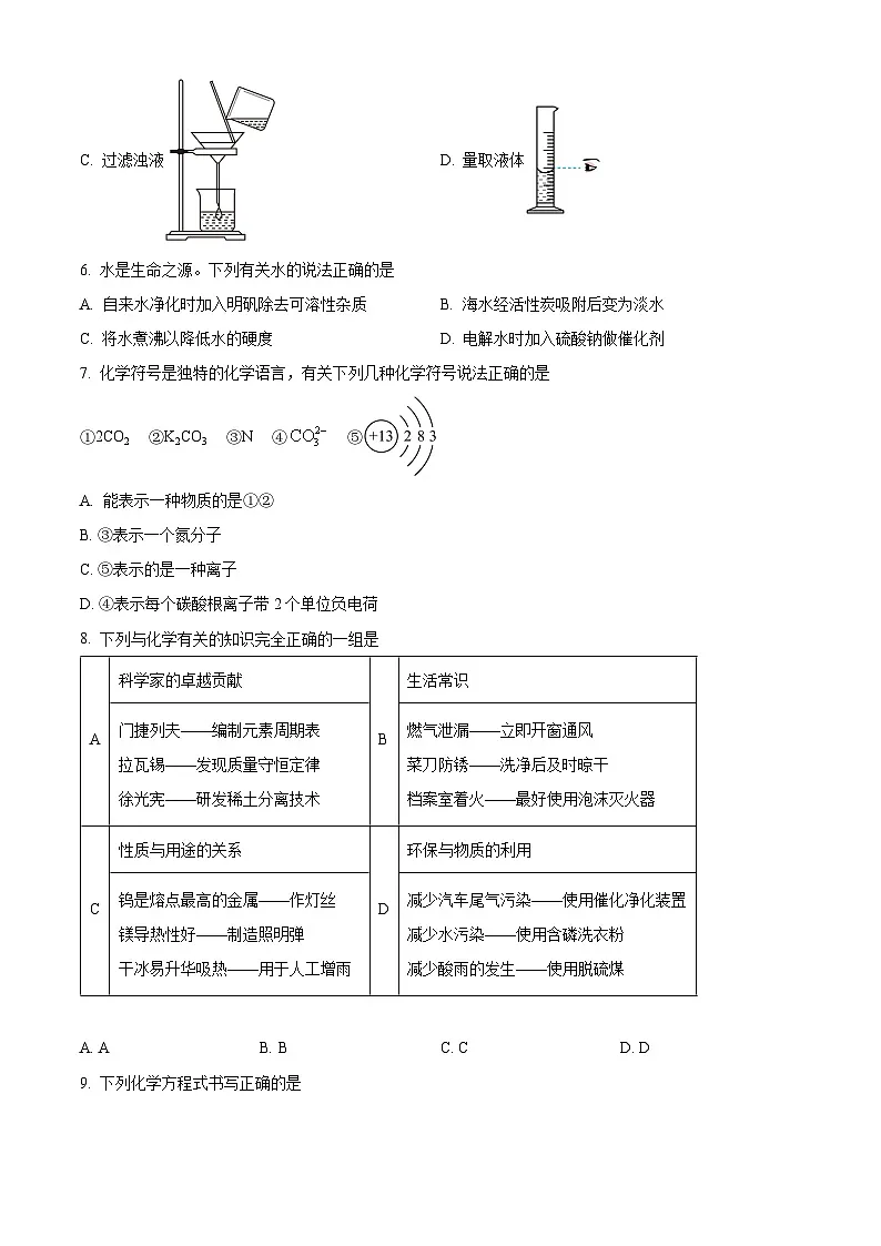 重庆市大足区中学2024-2025学年九年级下学期开学考试化学试题（原卷版+解析版）第2页