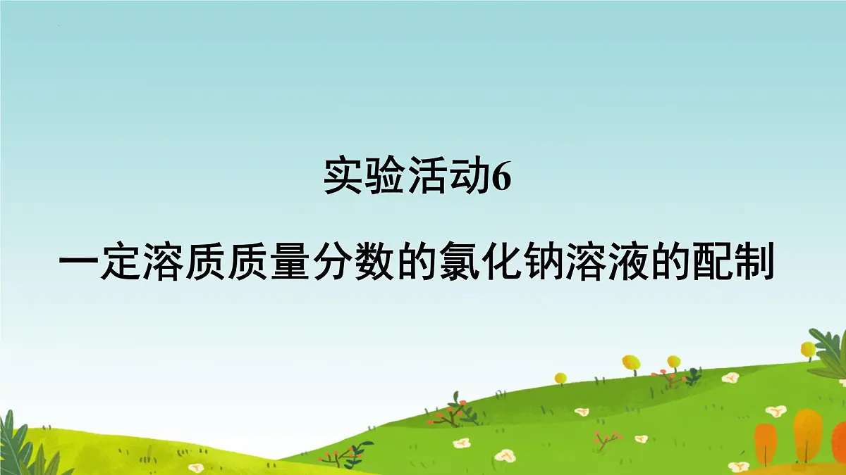 第九单元实验活动6 一定溶质质量分数的氯化钠溶液的配制课件 2025学年九年级化学人教版下册 课件第1页