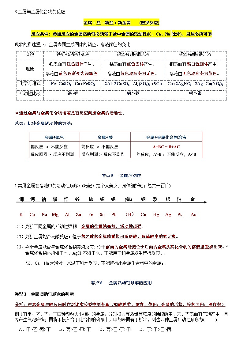 人教版（2024）初中化学 九年级下册 第八单元  金属和金属材料知识点整理 讲义第3页
