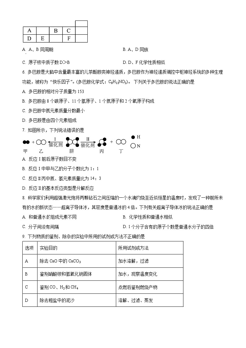 安徽省六安市皋城中学2024-2025学年九年级下学期3月月考化学试题（原卷版+解析版）第2页