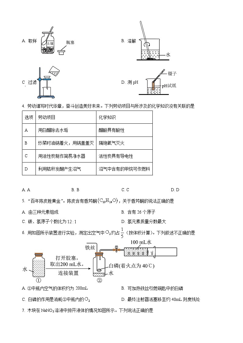 2025年四川省泸州市泸县九中考一模化学试题（原卷版+解析版）第2页