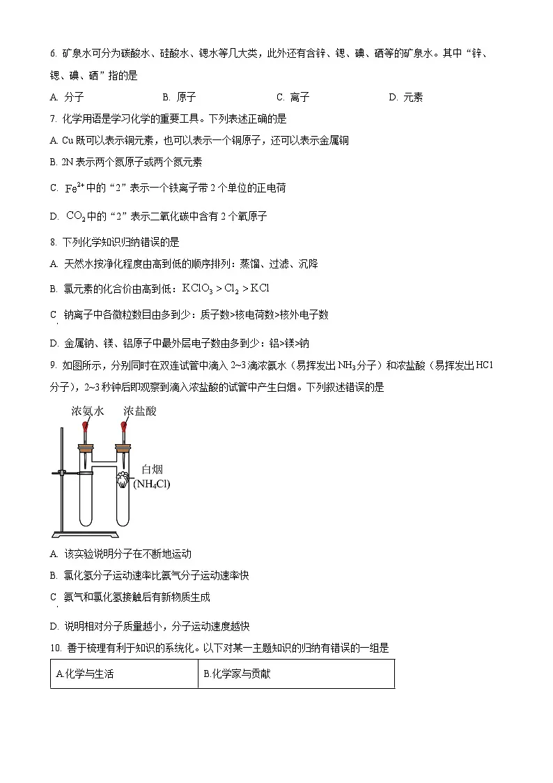 山东省烟台栖霞市2024-2025学年八年级上学期期末化学试题（原卷版+解析版）第2页
