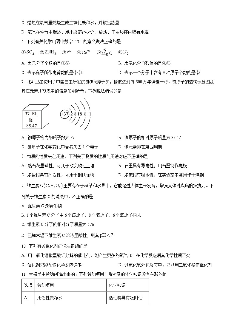 2025年陕西省西安市陕西省师范大学附属中学中考二模化学试题（原卷版+解析版）第2页