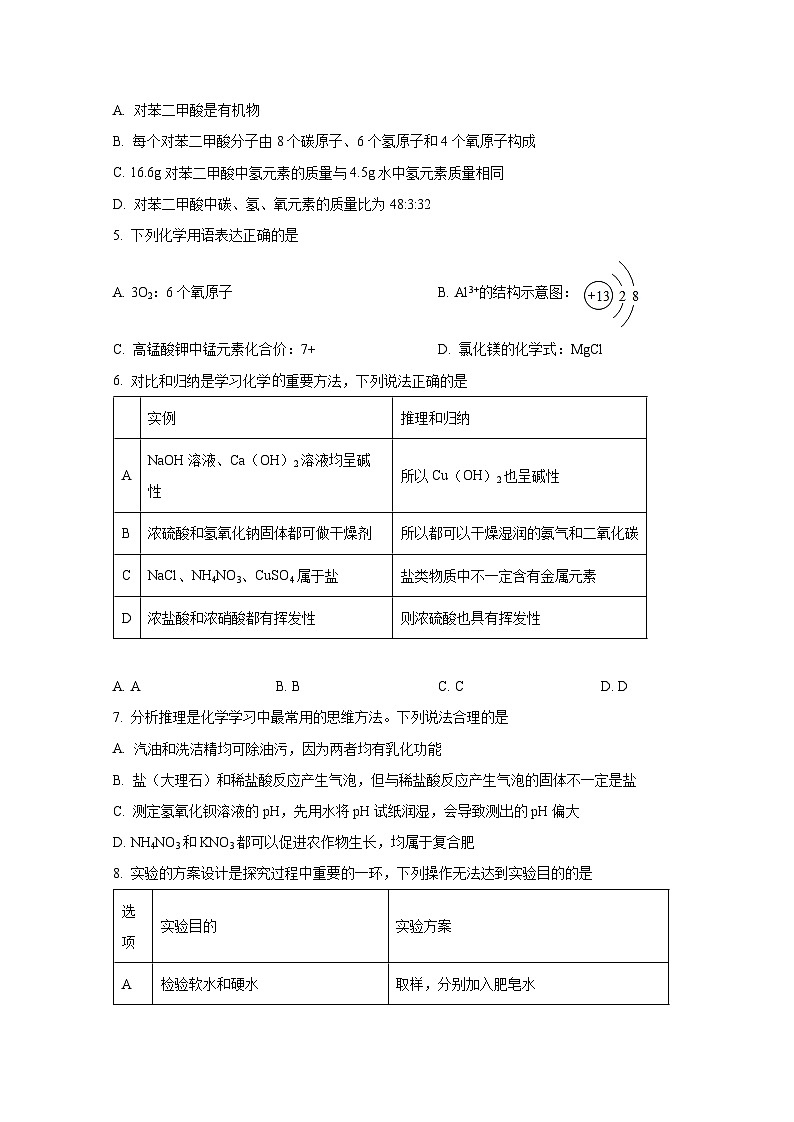 陕西省西安市2024-2025学年九年级下册开学考试化学学情检测试题（附答案）第2页