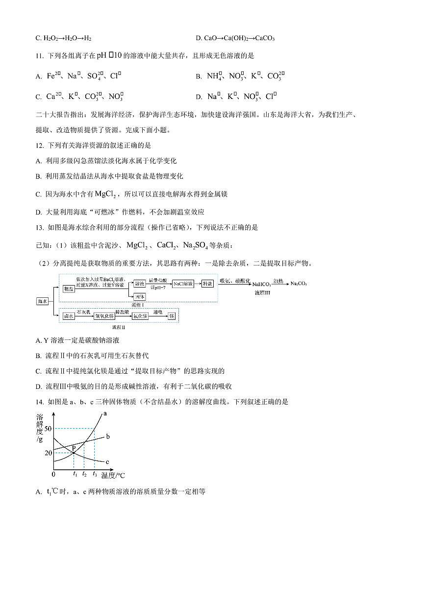 2024～2025学年山东省泰安市新泰市九年级上1月期末化学试卷(含答案)第3页