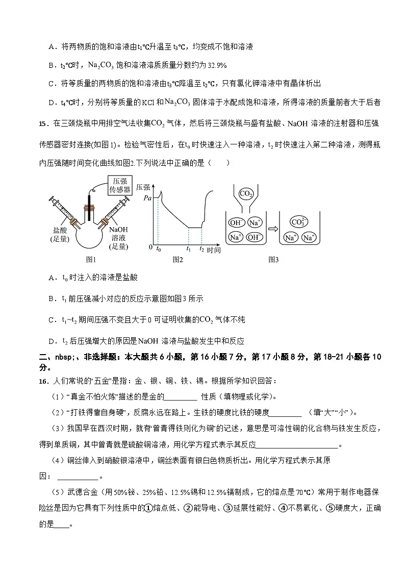 广东省茂名市高州市2025年九年级下学期月考化学试题含答案第3页