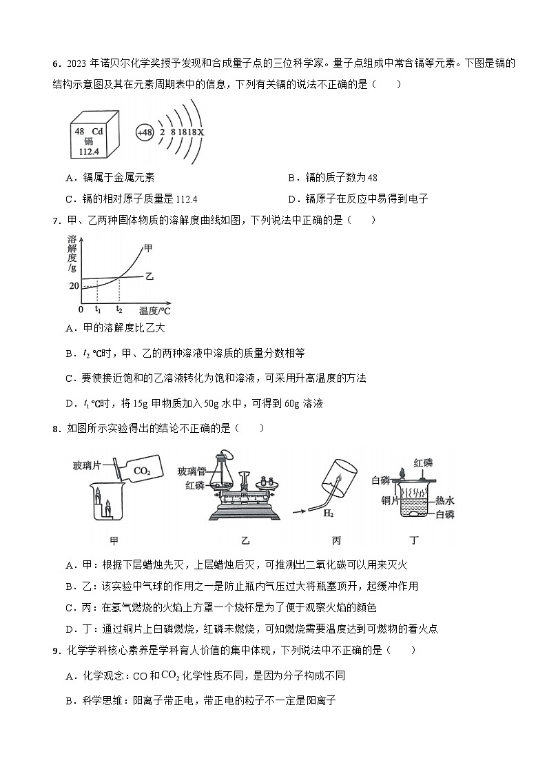 江西省南昌市2025年九年级下学期月考化学试题含答案第2页