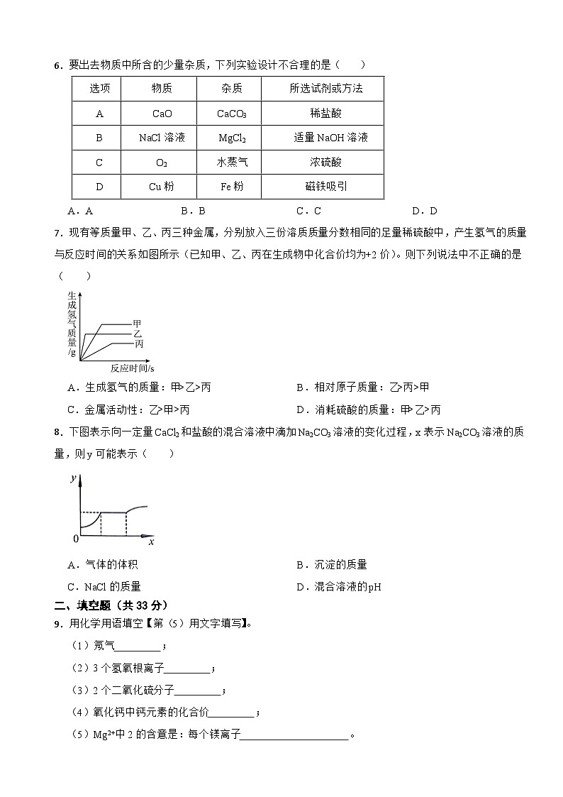 四川省达州市2025年九年级下学期第一次月考化学试题含答案第2页