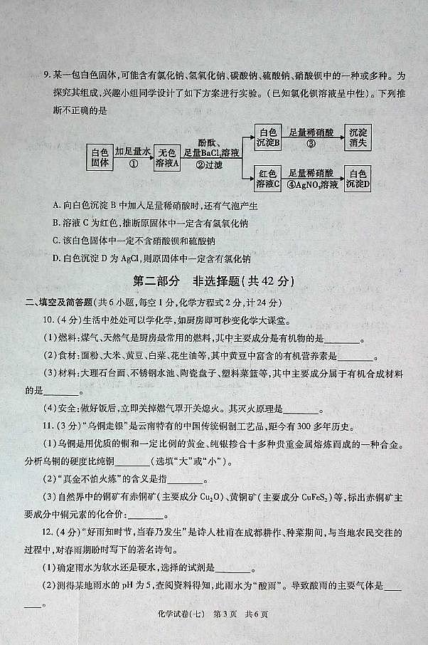 2025年陕西省初中学业水平化学试卷（七） 第3页