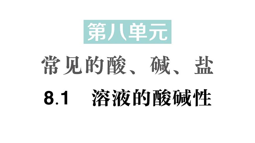 初中化学新科粤版九年级下册8.1 溶液的酸碱性作业课件2025春第1页