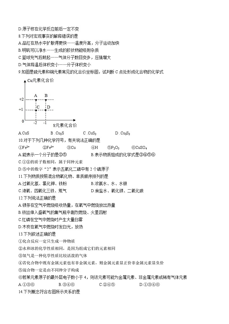 湖北省武汉市江汉区2021-2022学年度第一学期期中考试九年级化学试卷（word版）第2页