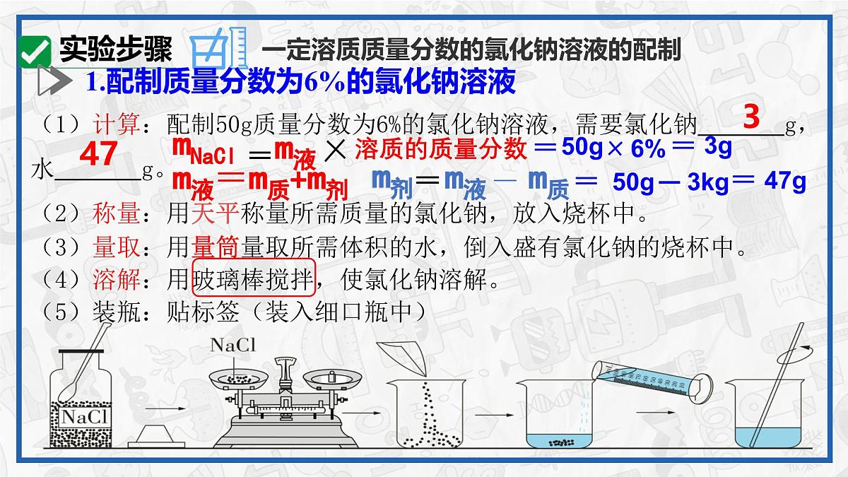 实验活动6 一定溶质质量分数的氯化钠溶液的配制 2025学年九年级化学下册（人教版2024）课件第7页